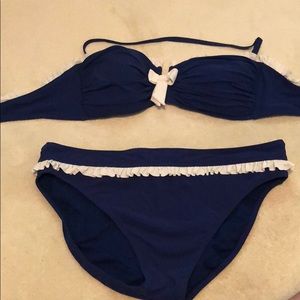 Profile Blue and White Ruffle Bikini Set